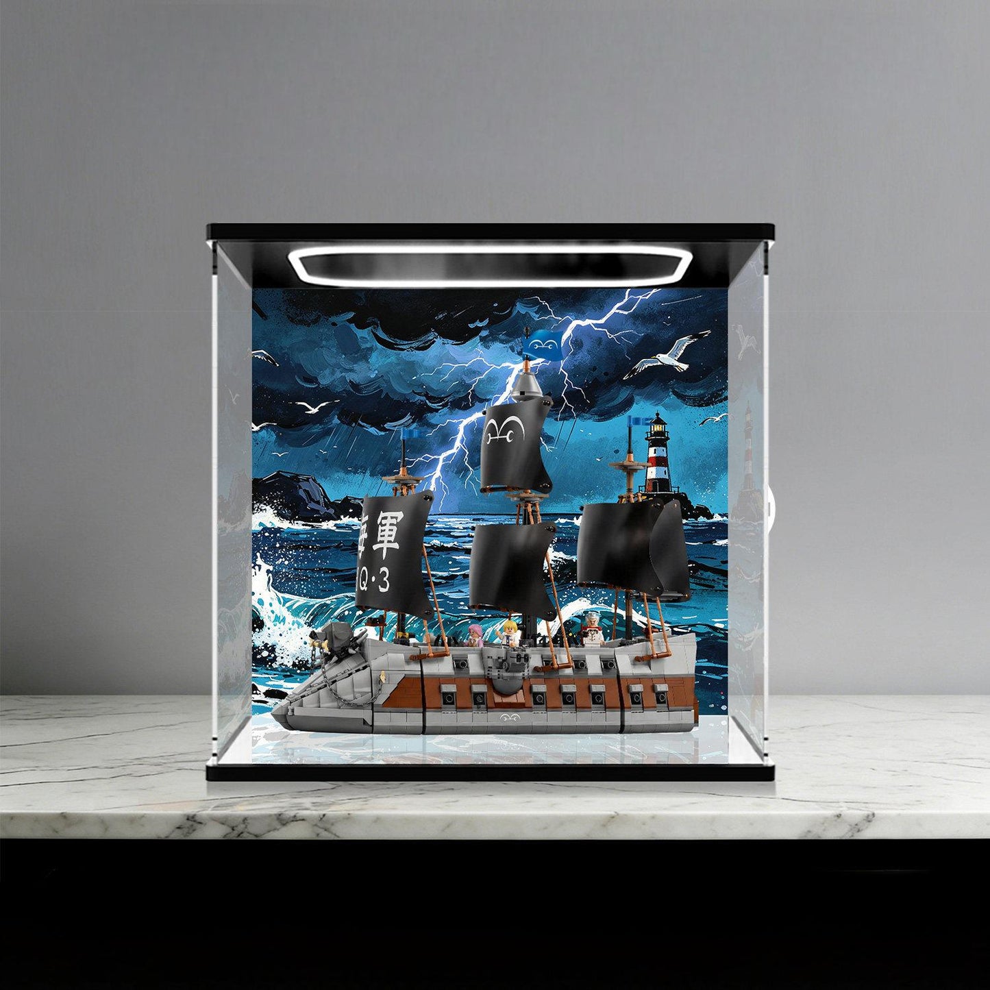 LEGO 75646 Mirror Acrylic Display Case with Ring Light & UV-Printed Background - Dustproof Showcase