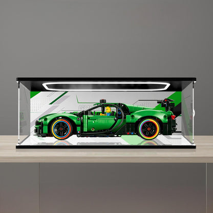 LEGO 42241 Mirror Acrylic Display Case with Ring Light & UV-Printed Background - Dustproof Showcase