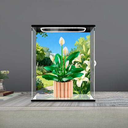 LEGO 11504 Mirror Acrylic Display Case with Ring Light & UV-Printed Background - Dustproof Showcase