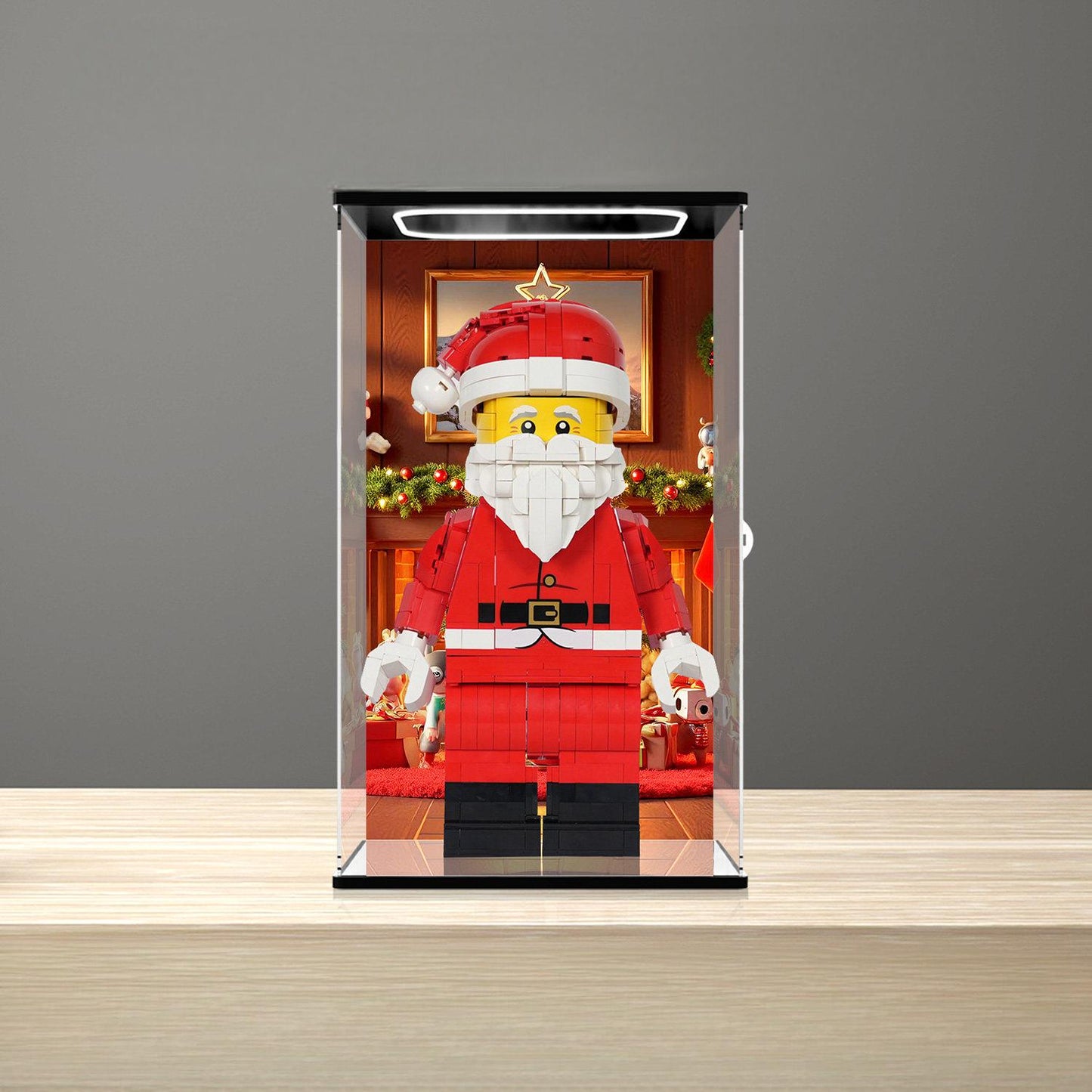 LEGO 40820 Mirror Acrylic Display Case with Ring Light & UV-Printed Background - Dustproof Showcase