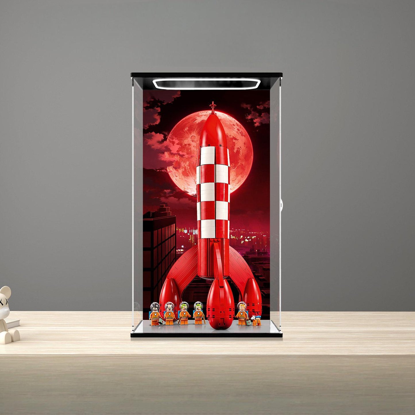 LEGO 21367 Mirror Acrylic Display Case with Ring Light & UV-Printed Background - Dustproof Showcase