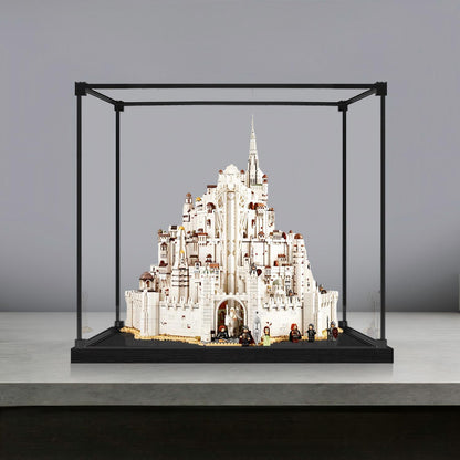 Alloy transparent acrylic display case, 2cm high black brushed base and black aluminum alloy frame (custom sizes supported)