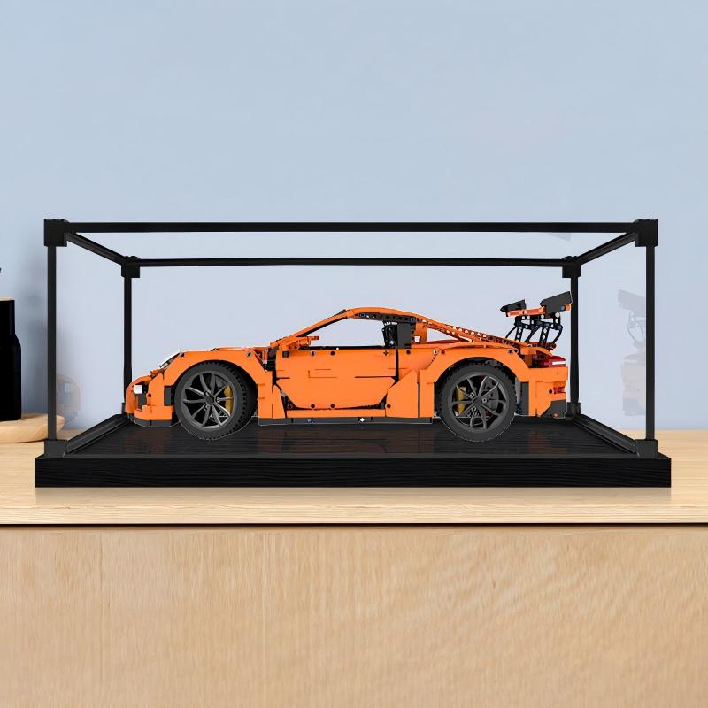 LEGO 42056 بورش 911 GT3 RS حافظة عرض أكريليك مع إضاءة حلقية وخلفية مطبوعة بالأشعة فوق البنفسجية - صندوق عرض مقاوم للغبار