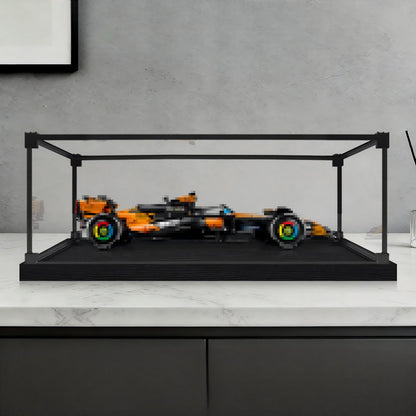 LEGO 42228 McLaren MCL39 F1 Car Mirror Acrylic Display Case with Ring Light & UV-Printed Background - Dustproof Showcase
