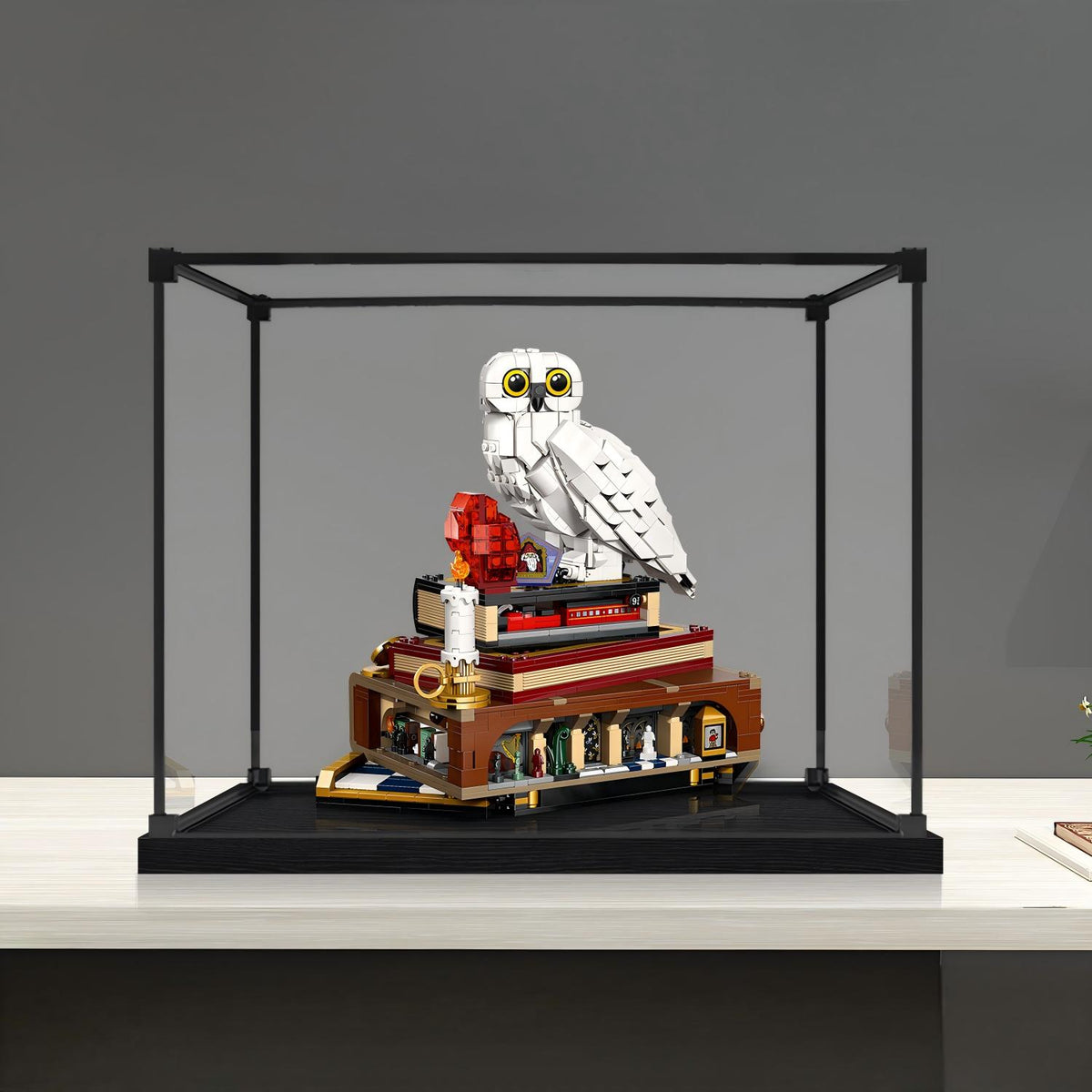LEGO 76466 Sorcerer's Stone - Collectors' Edition Mirror Acrylic Display Case with Ring Light & UV-Printed Background - Dustproof Showcase