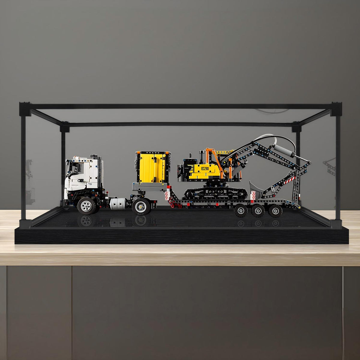 LEGO 42175 شاحنة فولفو FMX حقيبة عرض أكريليك مع إضاءة حلقية وخلفية مطبوعة بالأشعة فوق البنفسجية - صندوق عرض مقاوم للغبار