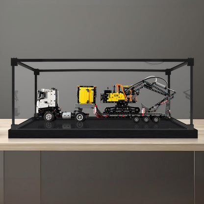 LEGO 42175 شاحنة فولفو FMX حقيبة عرض أكريليك مع إضاءة حلقية وخلفية مطبوعة بالأشعة فوق البنفسجية - صندوق عرض مقاوم للغبار