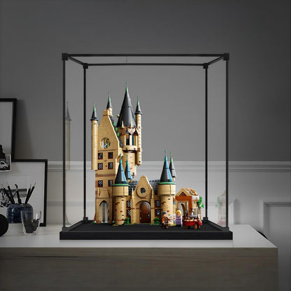 LEGO 75969 Hogwarts Astronomy Tower Mirror Acrylic Display Case with Ring Light & UV-Printed Background - Dustproof Showcase