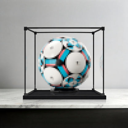LEGO 43019 Soccer Ball Mirror Acrylic Display Case with Ring Light & UV-Printed Background - Dustproof Showcase