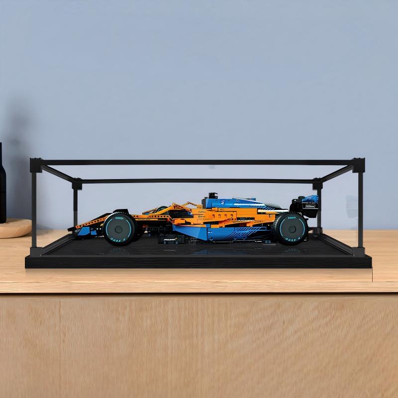 LEGO 42141 McLaren Formula 1 Caixa de Exibição de Acrílico com Anel de Luz e Fundo Impresso em UV - Vitrine à Prova de Poeira