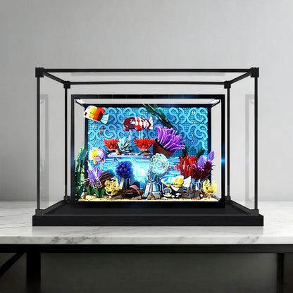 LEGO 10366 Tropisches Aquarium Spiegel Acryl Vitrine mit Ringlicht & UV-bedrucktem Hintergrund - Staubdichte Ausstellung