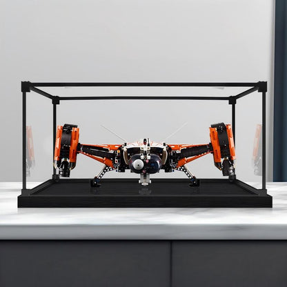 LEGO 42181 Nave de Carga Pesada VTOL Caixa de Exibição Acrílica Espelhada com Luz de Anel e Fundo Impresso em UV - Vitrine à Prova de Poeira