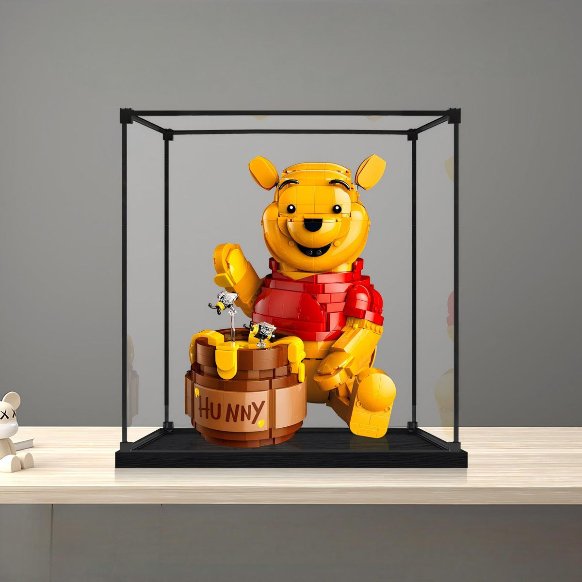 LEGO 43300 Espelho do Ursinho Pooh com Estojo de Exibição em Acrílico com Anel de Luz e Fundo Impresso em UV - Vitrine à Prova de Poeira