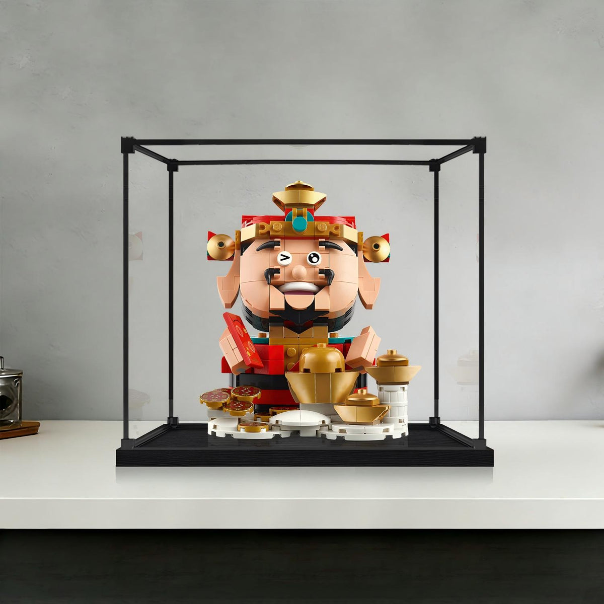 LEGO 40864 Fortune Master Mirror Acrylic Display Case with Ring Light & UV-Printed Background - Dustproof Showcase