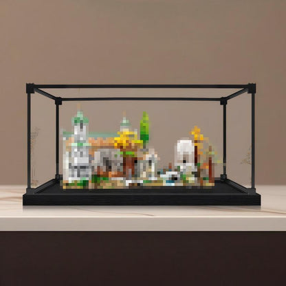 LEGO 10316 سيد الخواتم: ريفنديل حامل عرض أكريليك مع إضاءة حلقية وخلفية مطبوعة بالأشعة فوق البنفسجية - صندوق عرض مقاوم للغبار