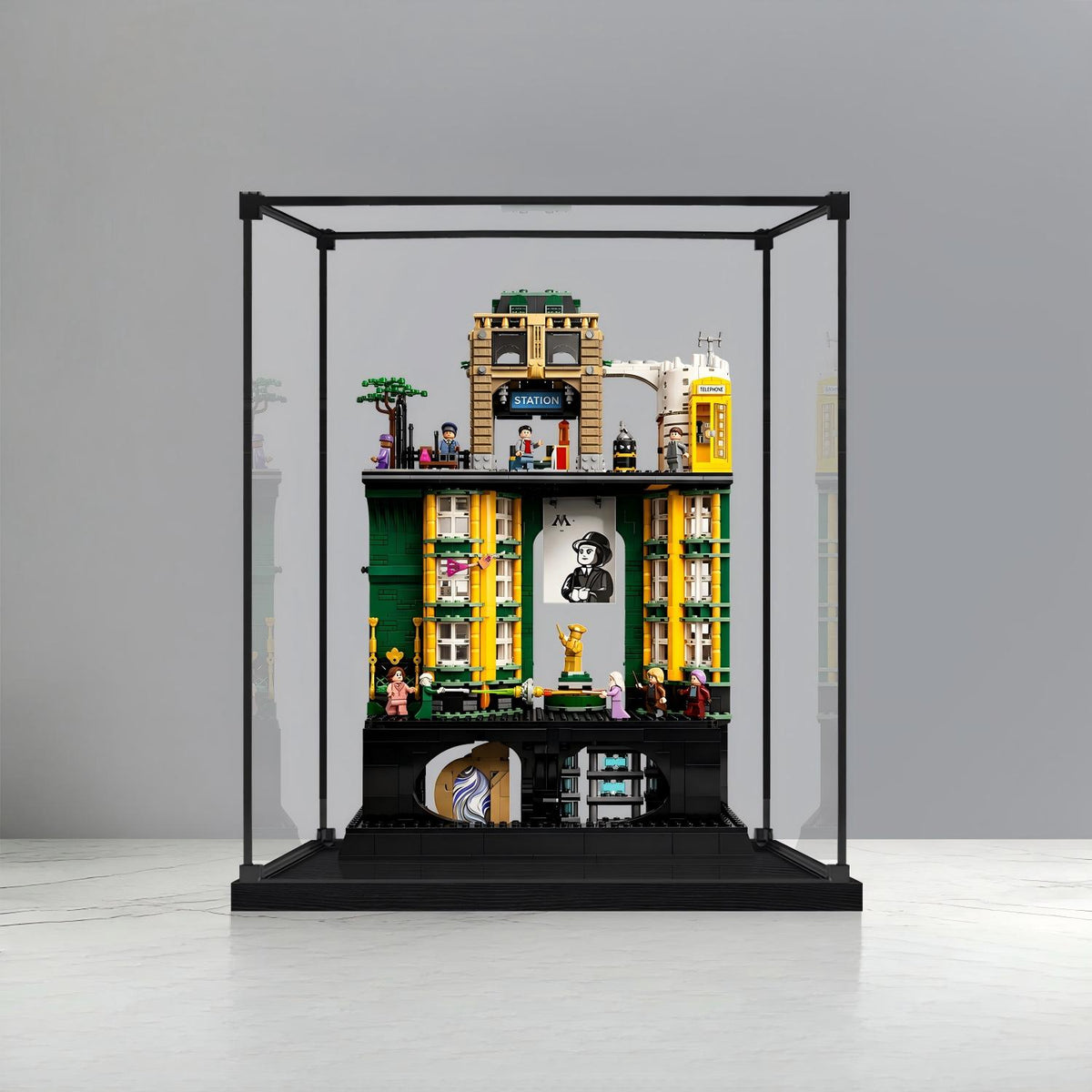 LEGO 76476 حقيبة عرض مرآة أكريليك فاخرة لإصدار وزارة السحر مع إضاءة حلقية وخلفية مطبوعة بالأشعة فوق البنفسجية - صندوق عرض مقاوم للغبار