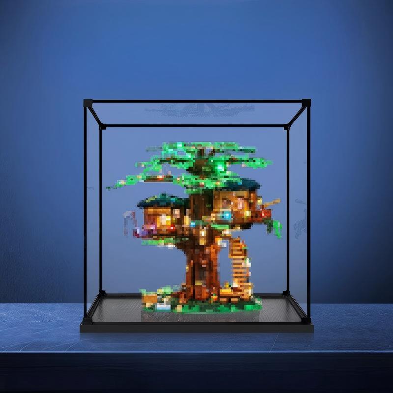LEGO 21318 Spiegel-Vitrine aus Acryl mit Ringlicht & UV-bedrucktem Hintergrund - Staubgeschützte Ausstellungsvitrine