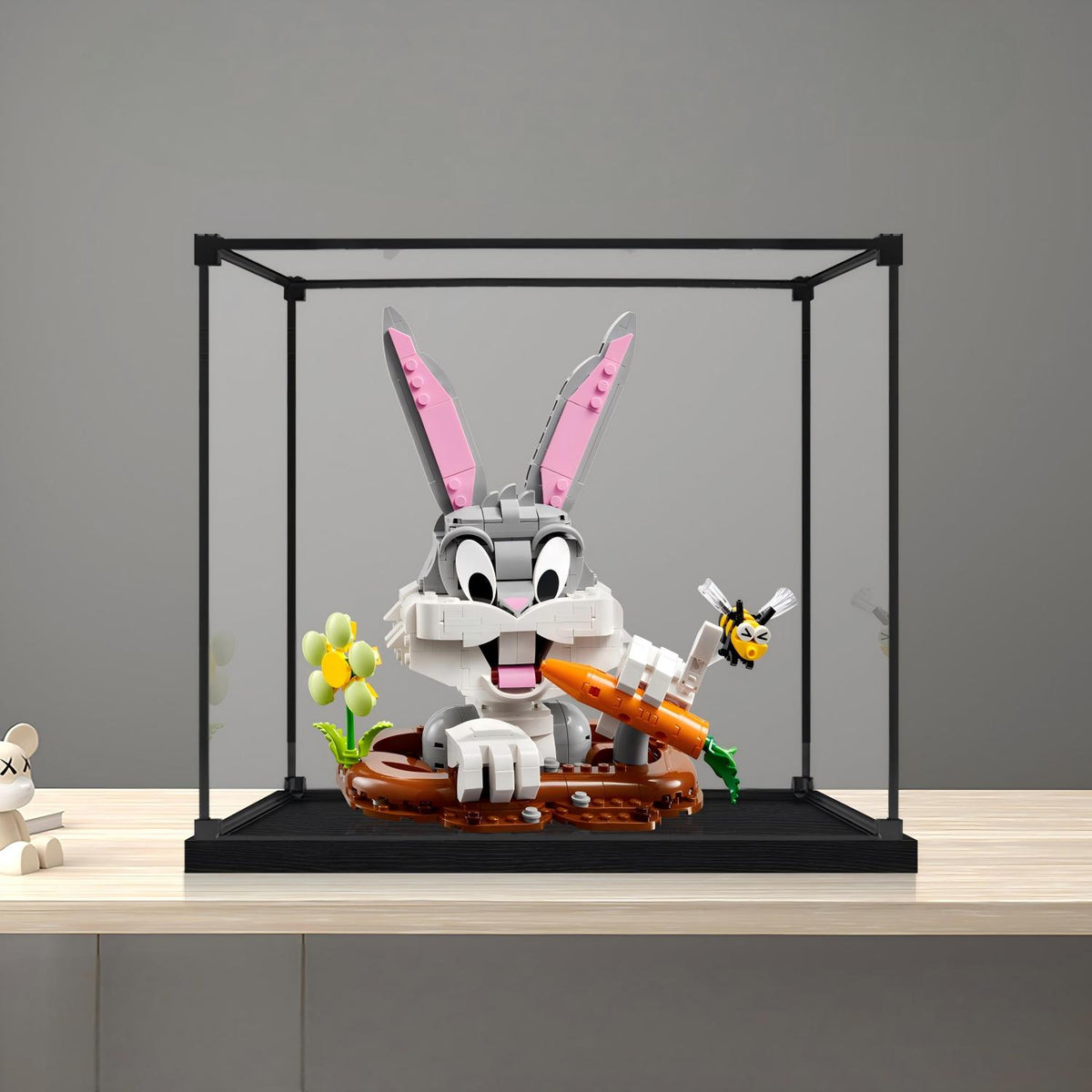 LEGO 40920 Bugs Bunny Mirror Acrylic Display Case with Ring Light & UV-Printed Background - Dustproof Showcase