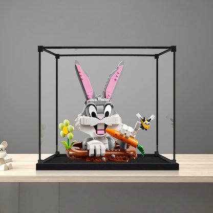 LEGO 40920 Bugs Bunny Mirror Acrylic Display Case with Ring Light & UV-Printed Background - Dustproof Showcase
