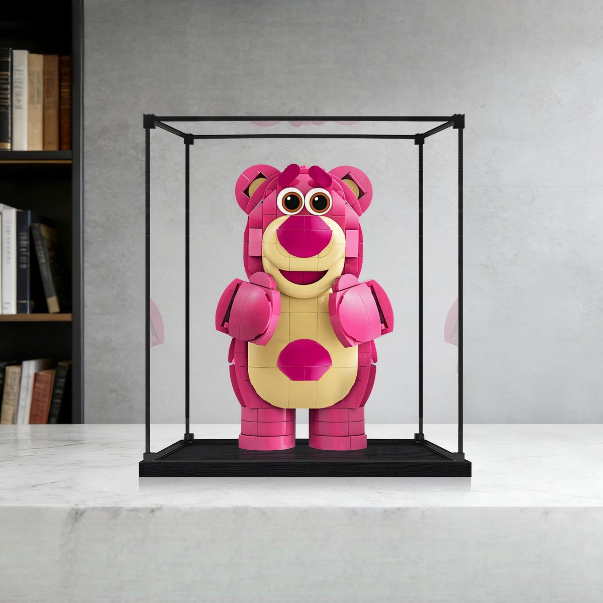 LEGO 43306 Lotso Mirror Acrylic Display Case with Ring Light & UV-Printed Background - Dustproof Showcase