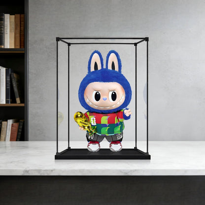 Pop Mart Labubu Champion Series Mirror Acrylic Display Case with Ring Light & UV-Printed Background - Dustproof Showcase