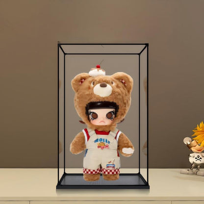 Pop Mart Molly Bear Bread Spiegel Acryl Displaykast met Ringlicht & UV-bedrukte Achtergrond - Stofvrije Vitrine