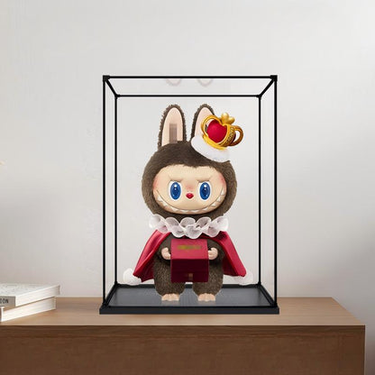 Pop Mart Labubu Checkmate Series Mirror Acrylic Display Case with Ring Light & UV-Printed Background - Dustproof Showcase