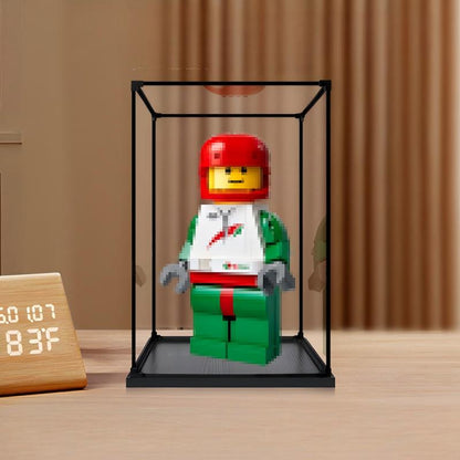 LEGO 40819 سائق سباق مصغر موسّع معروض في علبة عرض أكريليك مرآة مع حلقة إضاءة وخلفية مطبوعة بالأشعة فوق البنفسجية - خزانة عرض مقاومة للغبار