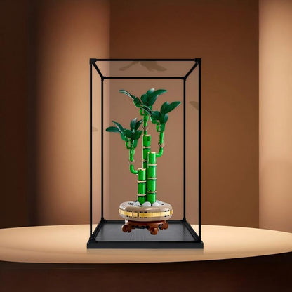 LEGO 10344 Lucky Bamboo spejl-akryl-displaykasse med ringlys og UV-trykt baggrund - støvtæt showcase