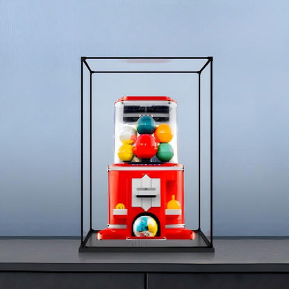 LEGO 21358 Minifigure Vending Machine Mirror Acrylic Display Case with Ring Light & UV-Printed Background - Dustproof Showcase