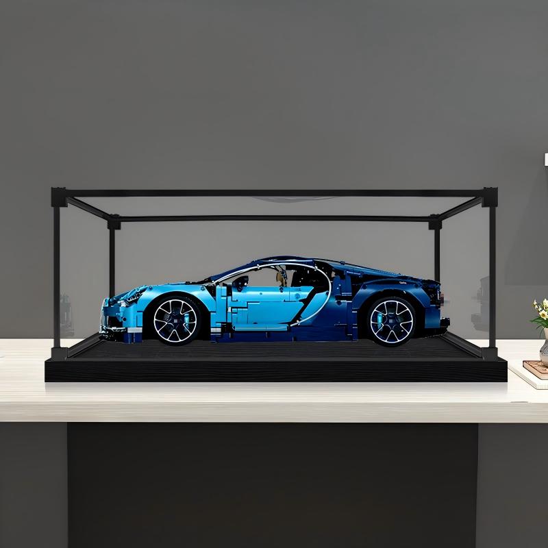Alloy transparent acrylic display case, 2cm high black brushed base and black aluminum alloy frame (custom sizes supported)