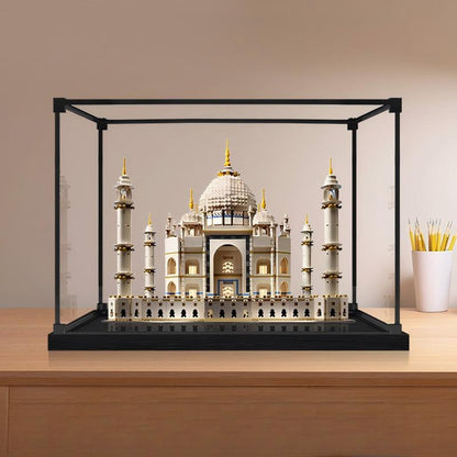 LEGO 10256 Taj Mahal Mirror Acrylic Display Case with Ring Light & UV-Printed Background - Dustproof Showcase