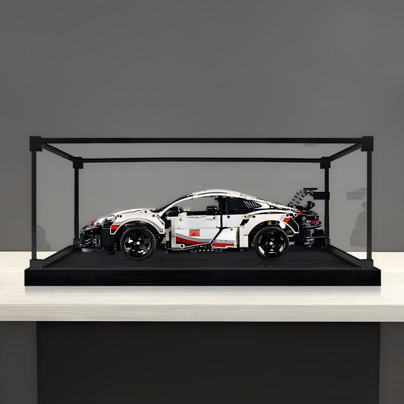 LEGO 42096 Porsche 911 RSR Vetrina Acrilica con Anello Luminoso e Sfondo Stampato UV - Custodia Antipolvere
