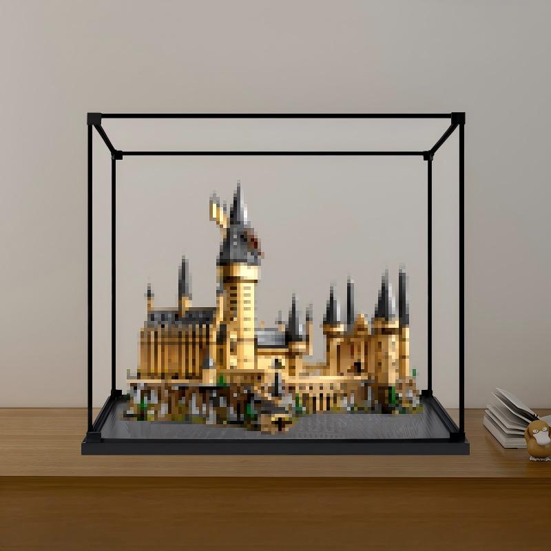 LEGO 71043 ホグワーツ城 ミラー アクリル ディスプレイケース リングライト＆UVプリント背景付き - 防塵ショーケース