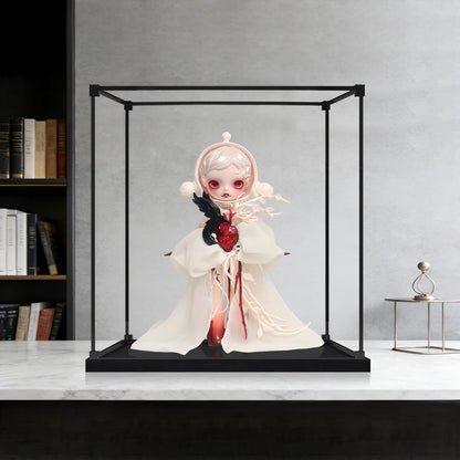 Pop Mart Messenger From Another World Mirror Acrylic Display Case with Ring Light & UV-Printed Background - Dustproof Showcase