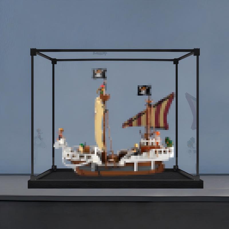 LEGO 75639 Vitrine de Exibição em Acrílico Espelhado com Anel de Luz e Fundo Impresso em UV para o Navio Pirata Going Merry - Vitrine à Prova de Poeira