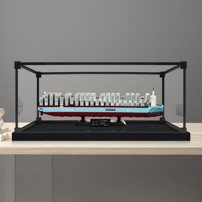 LEGO 40955 Maersk Dual-Fuel Container Vessel Mirror Acrylic Display Case with Ring Light & UV-Printed Background - Dustproof Showcase