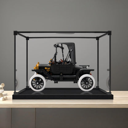 LEGO 11376 Ford Model T Mirror Acrylic Display Case with Ring Light & UV-Printed Background - Dustproof Showcase