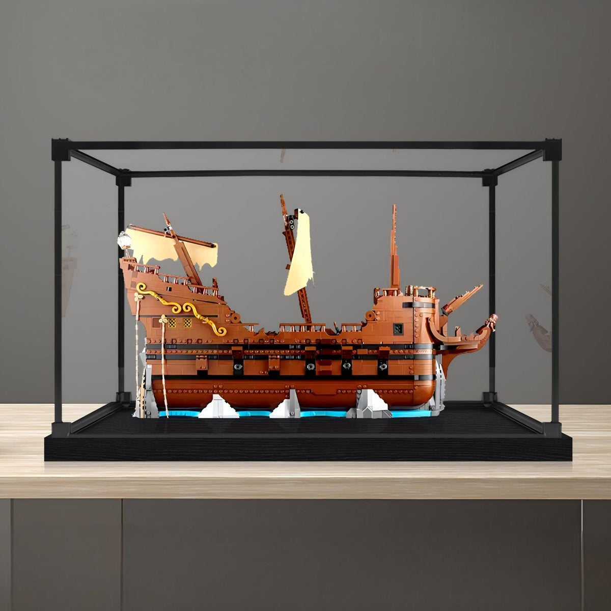 LEGO 21363 The Goonies Mirror Acrylic Display Case with Ring Light & UV-Printed Background - Dustproof Showcase