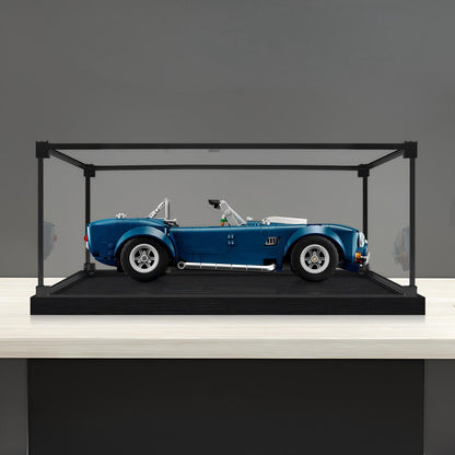 LEGO 10357 Shelby Cobra 427 S/C Spiegel Acryl Display Case met Ringlicht & UV-Geprinte Achtergrond - Stofvrije Vitrine