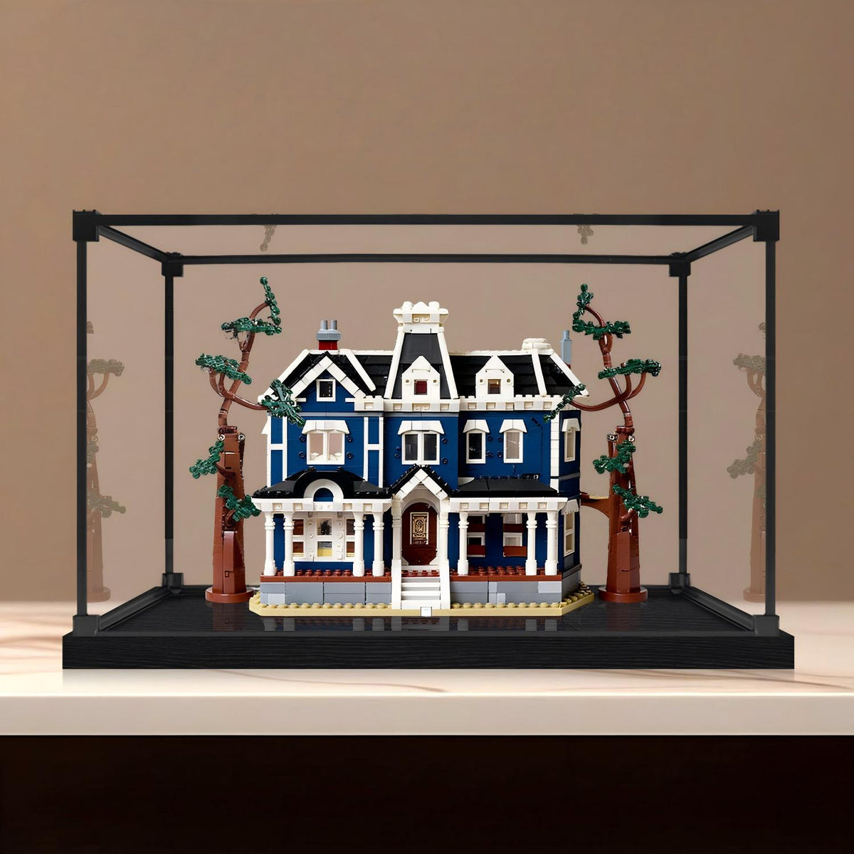 LEGO 11370 The Creel House Mirror Acrylic Display Case with Ring Light & UV-Printed Background - Dustproof Showcase