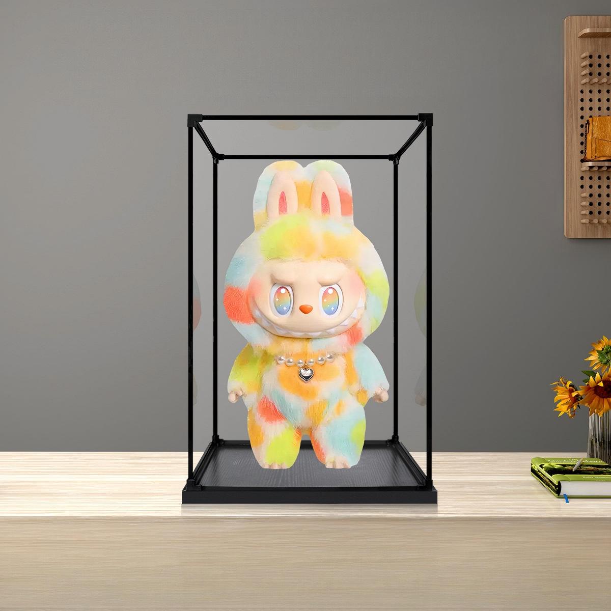 Pop Mart The Monsters Labubu Series Mirror Acrylic Display Case with Ring Light & UV-Printed Background - Dustproof Showcase