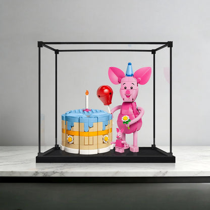 LEGO 43305 Piglet's Birthday Fun Specchio Acrilico con Luce ad Anello e Sfondo Stampato UV - Vetrina Antipolvere