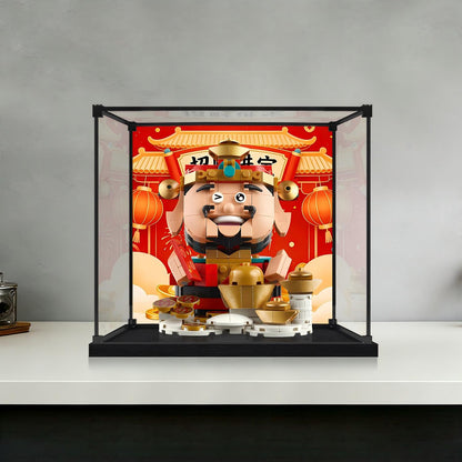 LEGO 40864 Fortune Master Mirror Acrylic Display Case with Ring Light & UV-Printed Background - Dustproof Showcase