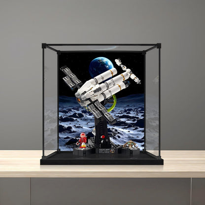 LEGO 11389 Project Hail Mary Mirror Acrylic Display Case with Ring Light & UV-Printed Background - Dustproof Showcase