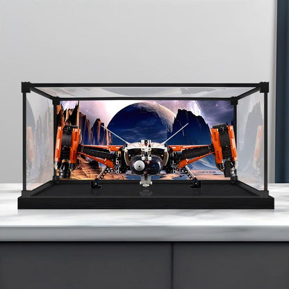 LEGO 42181 Nave de Carga Pesada VTOL Caixa de Exibição Acrílica Espelhada com Luz de Anel e Fundo Impresso em UV - Vitrine à Prova de Poeira