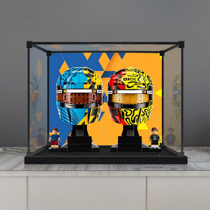 LEGO 43023 & 43017 Set Combo Vetrina Espositiva in Acrilico con Specchio con Luce ad Anello e Sfondo Stampato UV - Vetrina Antipolvere