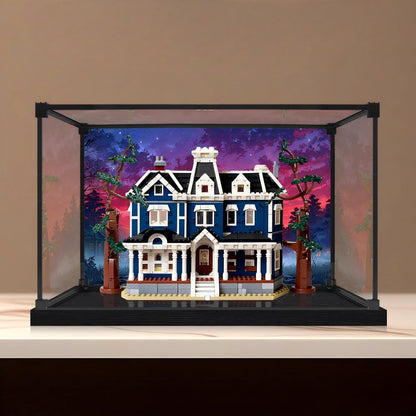 LEGO 11370 The Creel House Mirror Acrylic Display Case with Ring Light & UV-Printed Background - Dustproof Showcase