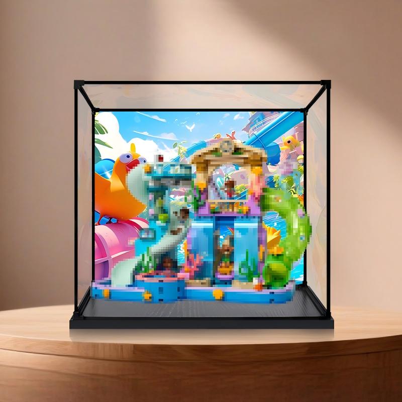 LEGO 42630 Heartlake City Water Park Caixa de Exibição Acrílica com Anel de Luz e Fundo UV - Vitrine à Prova de Poeira