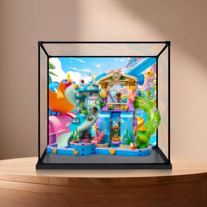 LEGO 42630 Heartlake City Water Park Caixa de Exibição Acrílica com Anel de Luz e Fundo UV - Vitrine à Prova de Poeira